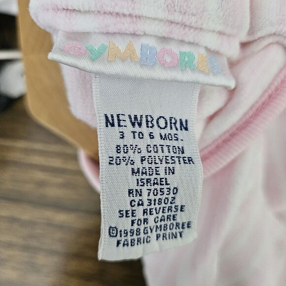Vintage 1998 Gymboree Baby Girl Footed Sleeper Pink Striped Cotton Blend 3–6M - Picture 4 of 6